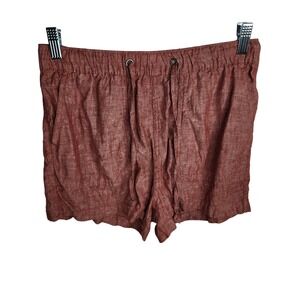 C&C California‎ 100% Linen Shorts Women's Small Red Chambray Drawstring Casual